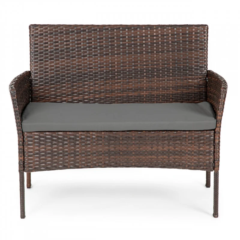 Kerti bútor szett: asztal, 2x karosszék, rattan pad