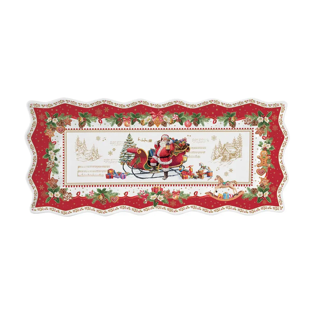 Karácsonyi télapós porcelán tálca díszdobozban Christmas Memories