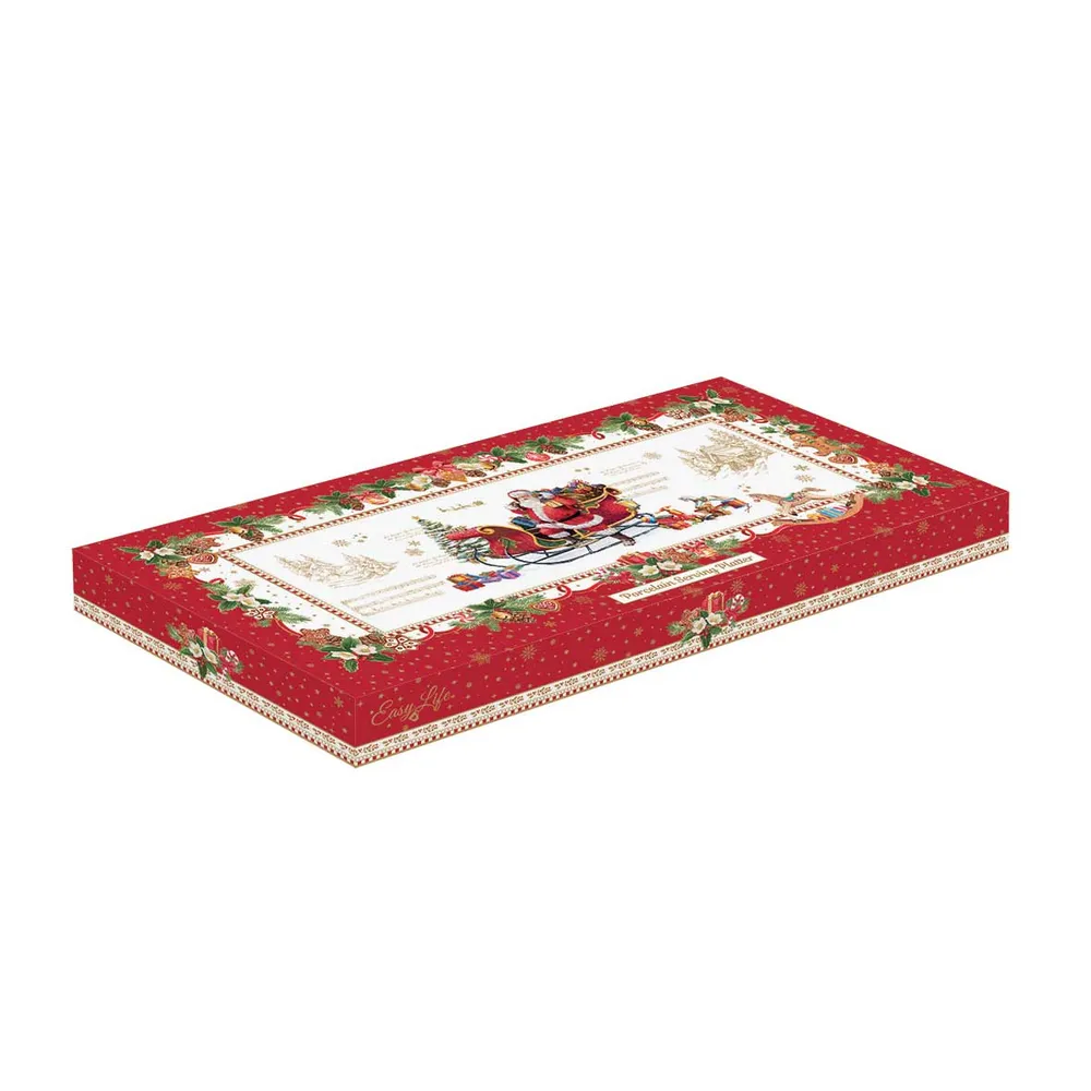 Karácsonyi télapós porcelán tálca díszdobozban Christmas Memories