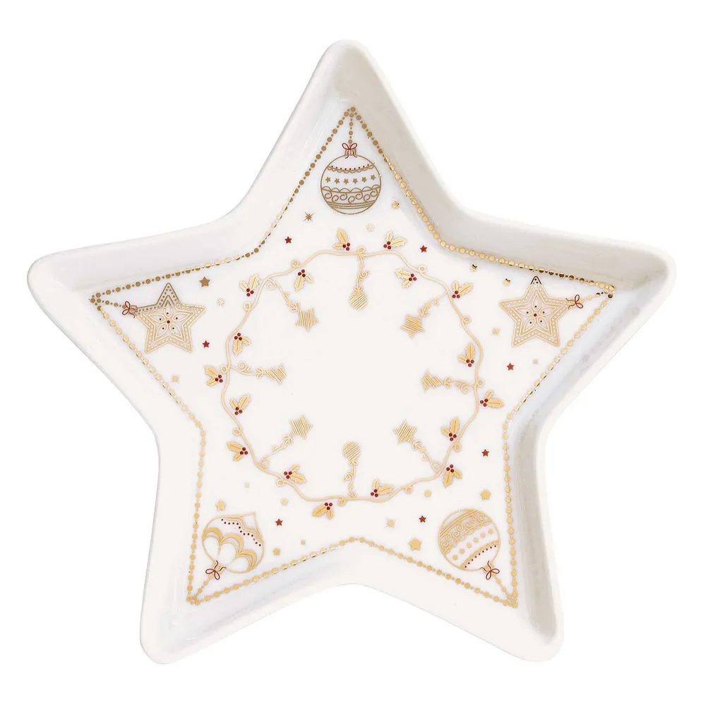 Porcelán karácsonyi csillag alakú tál Christmas Lights SZÉPSÉGHIBÁS