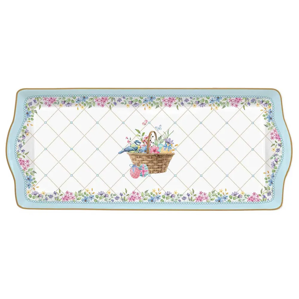 Spring Bloom húsvéti porcelán kínáló tálca 35x15 cm díszdobozban