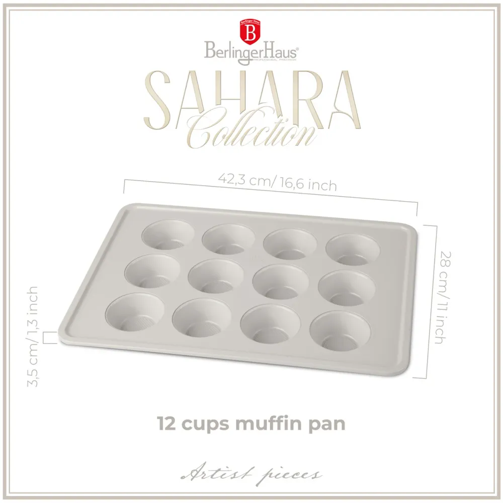 12 részes tapadásmentes muffin sütőforma Sahara Collection