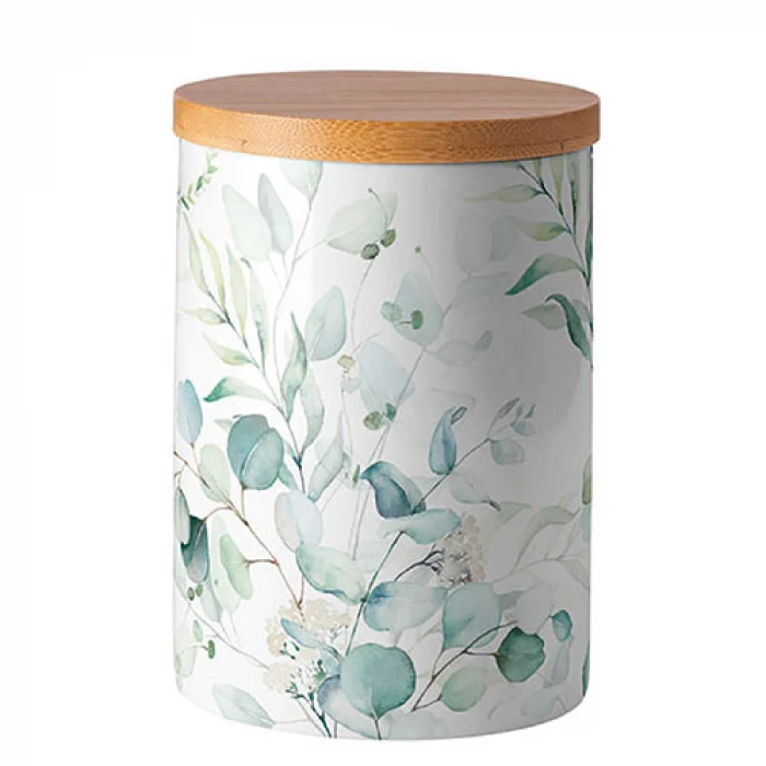 Eucalyptus porcelán konyhai tároló szilikon zárógyűrűvel közepes