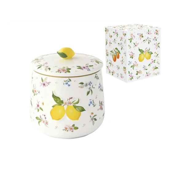 Porcelán konyhai tároló 11x16 cm citrom mintás