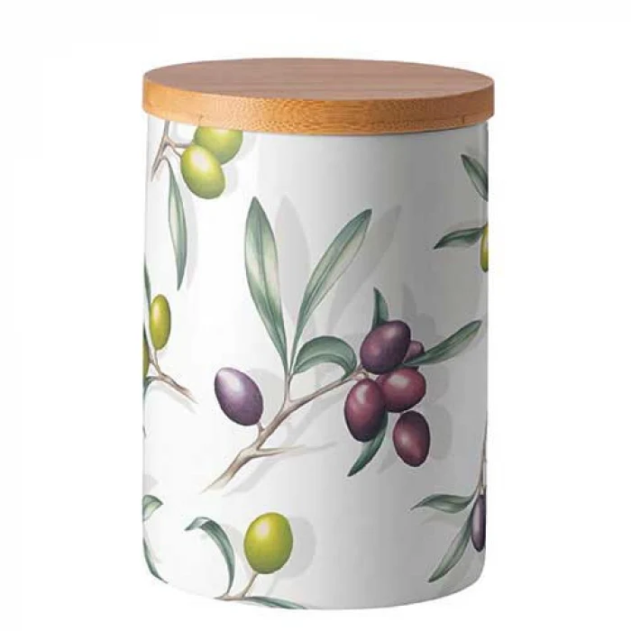 Porcelán konyhai tároló szilikon gyűrűvel olívás Delicious olives