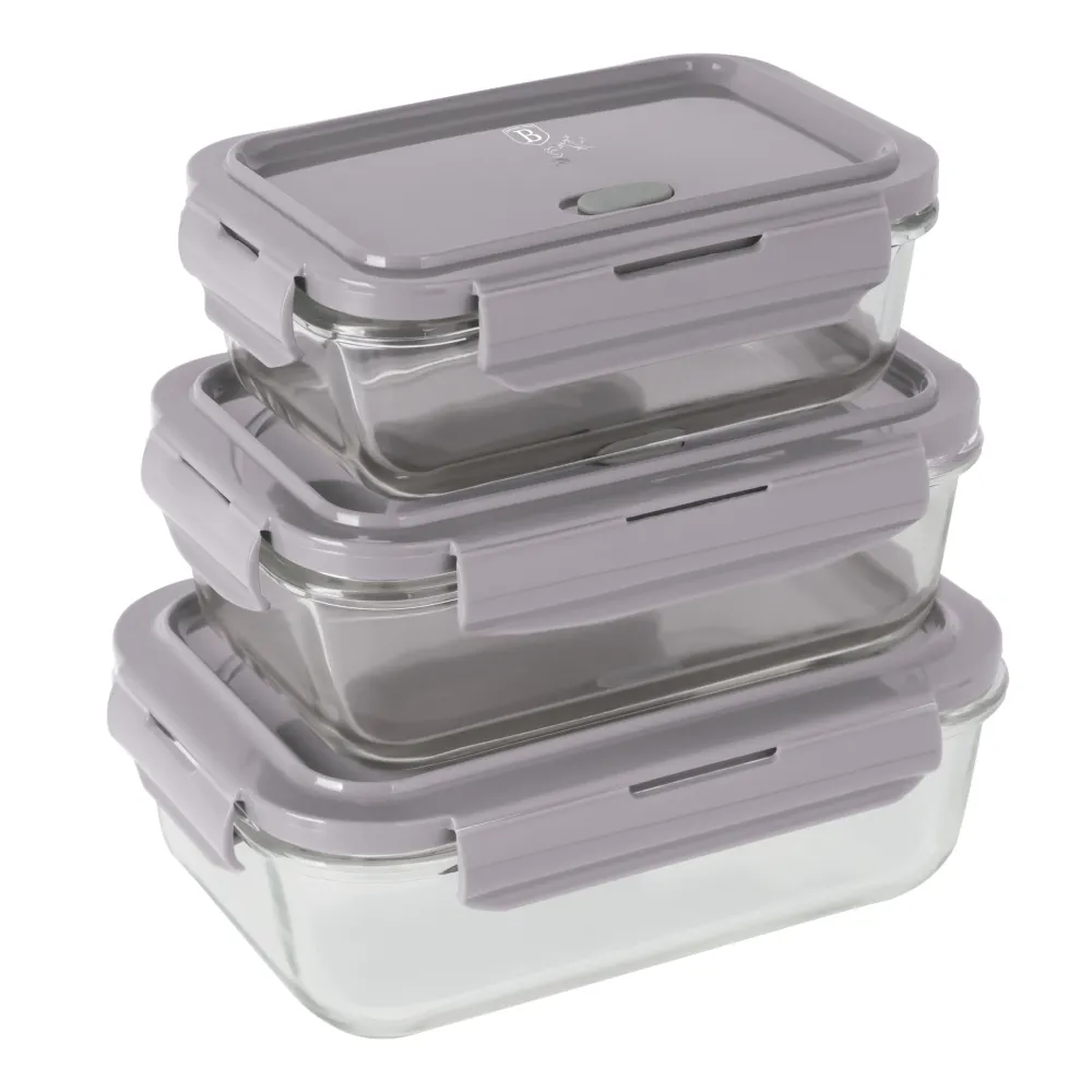3 részes üveg ételtároló készlet boroszilikát üveg hőálló Taupe Berlinger Haus