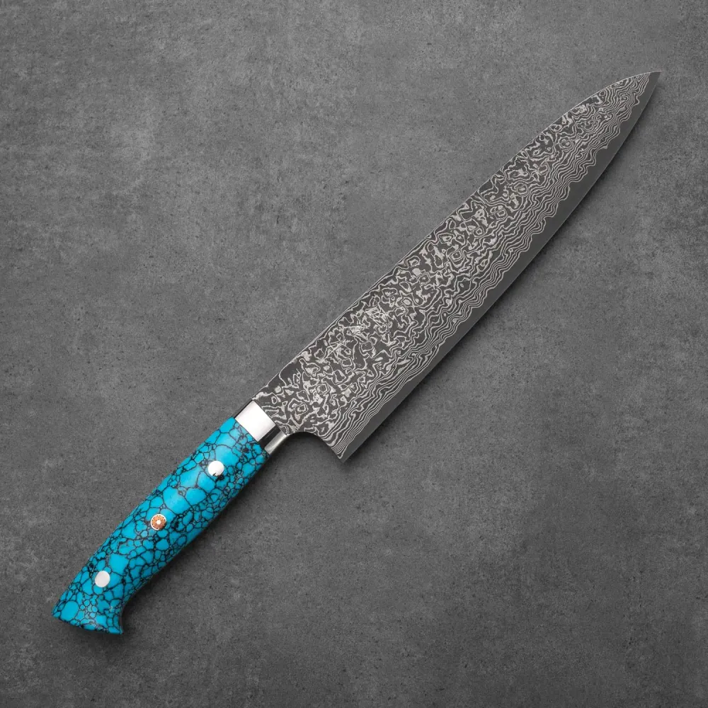 GYUTO - Fekete (Nikkel) Damaszk - Kék Türkiz - SG2 - 240mm