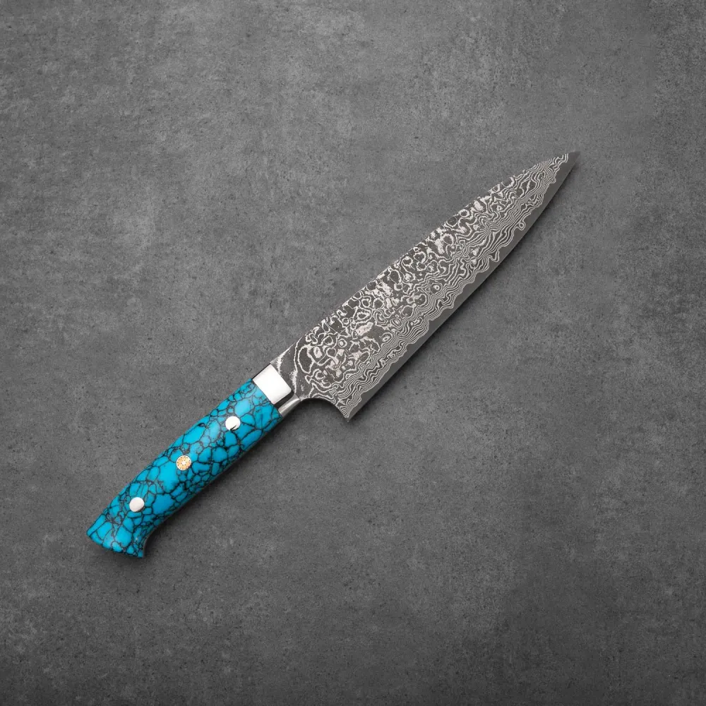 GYUTO - Fekete (Nikkel) Damaszk - Kék Türkiz - SG2 - 180mm
