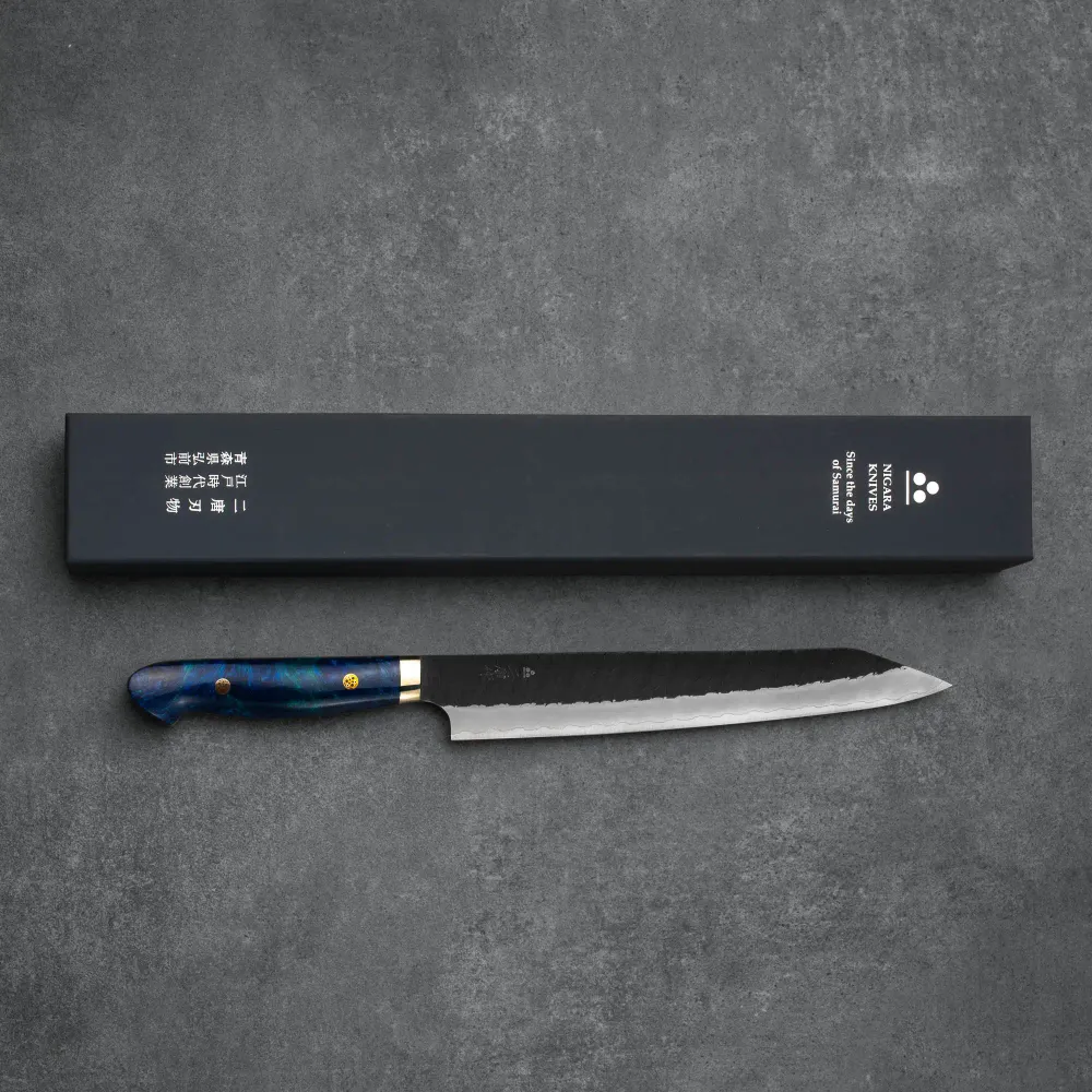 KIRITSUKE SUJIHIKI - R2/SG2 - Tsuchime Kurouchi - Polírozott Akril - 255 mm