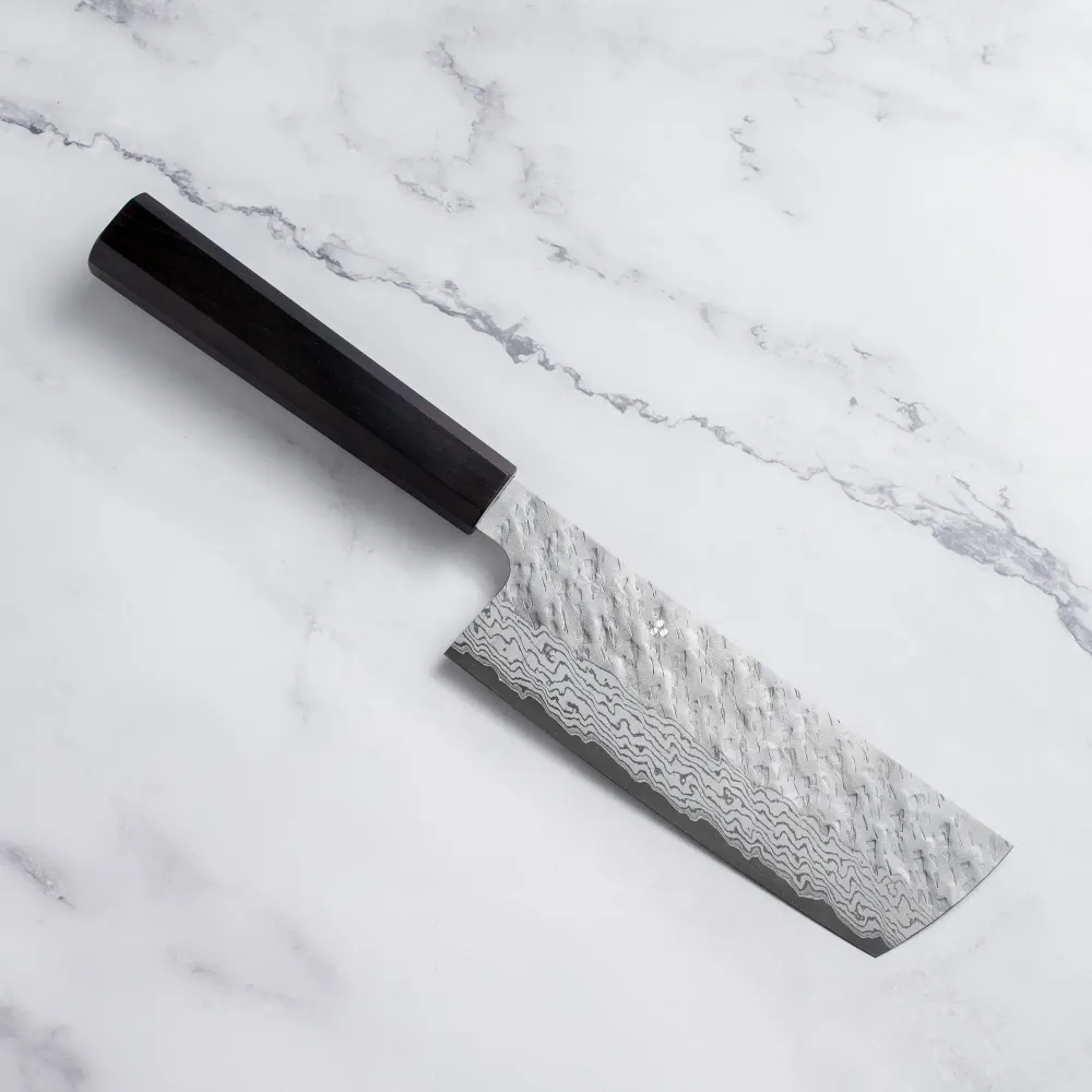 Nigara Hamono - VG10 Damascus Migaki Tsuchime - NAKIRI 165mm