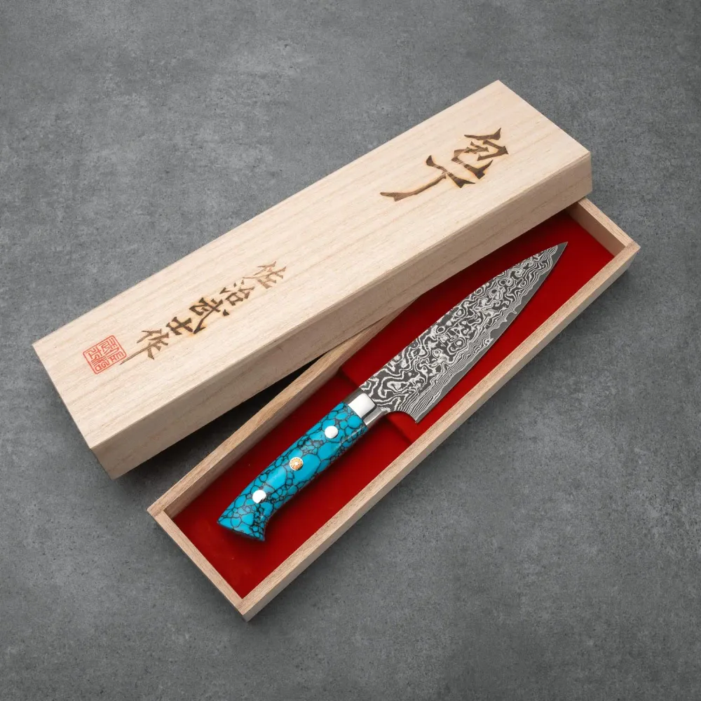 PETTY - Fekete (Nikkel) Damaszk - Kék Türkiz - SG2 - 130mm