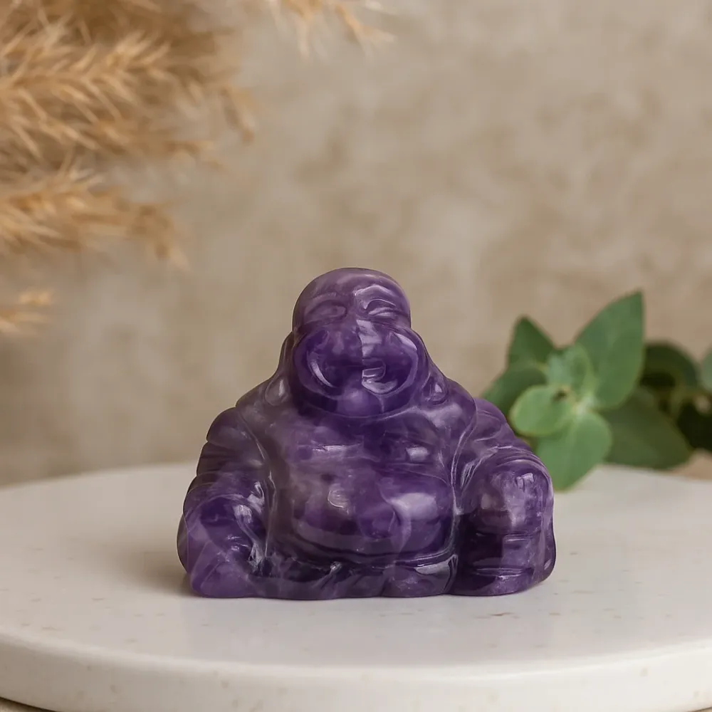 Ametiszt Buddha Szobor, 35x40x23mm