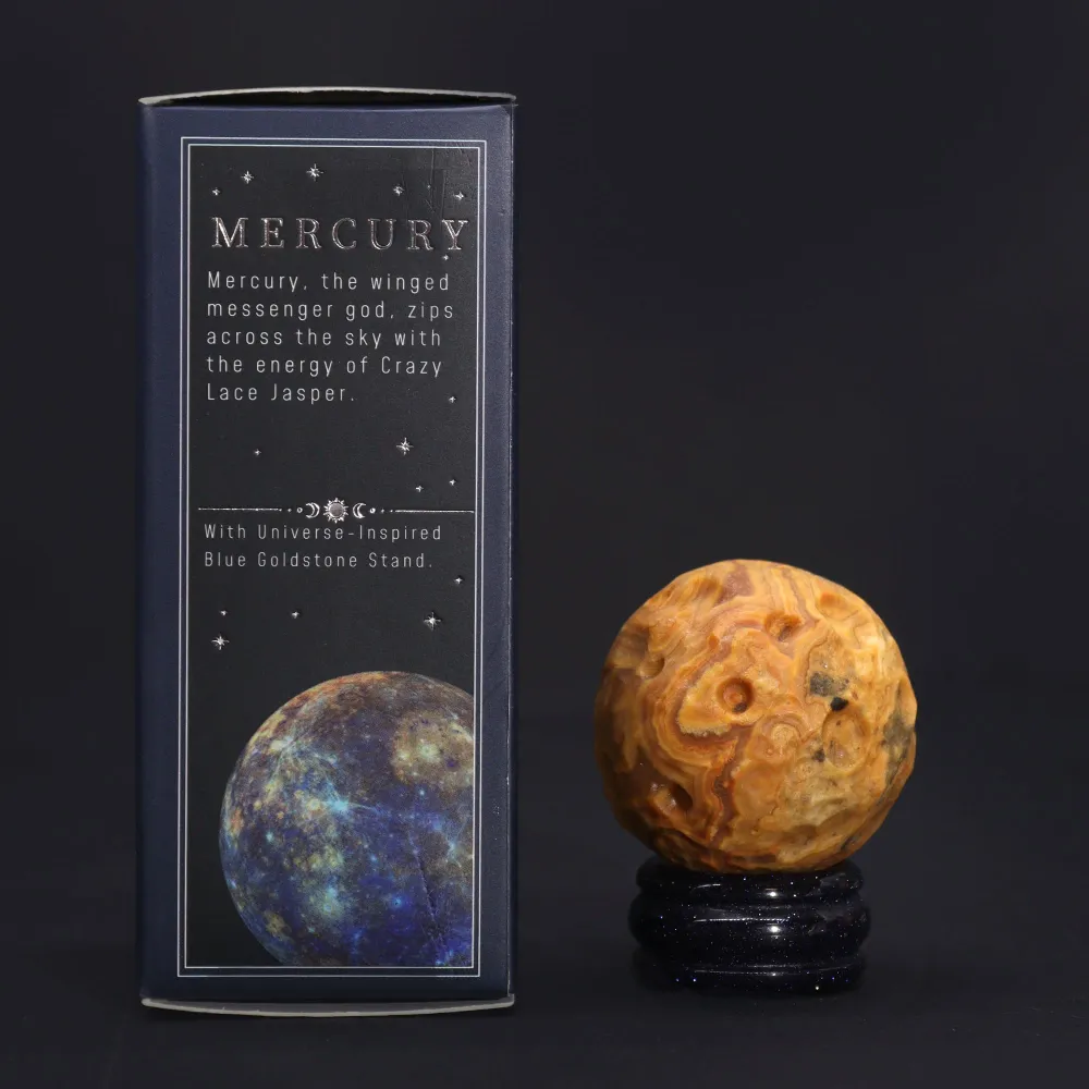 Őrült Csipkés Jáspis Gömb Aranykő Állvánnyal – Mercury