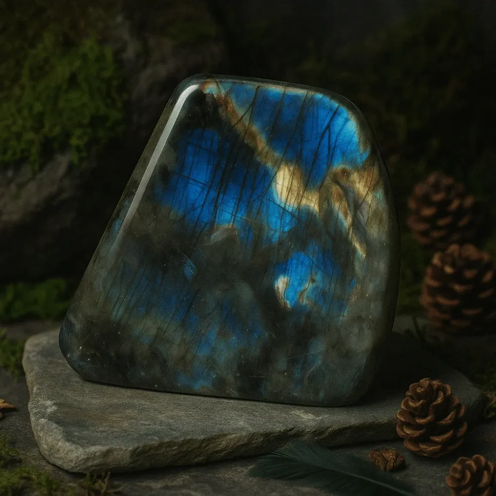 Labradorit hangsúlyos kő Madagaszkár 900-1100g