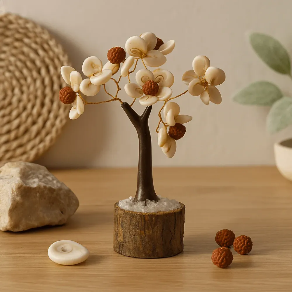 Gomati Csakra Fa Rudraksha Gyöngyökkel, 45 Kővel