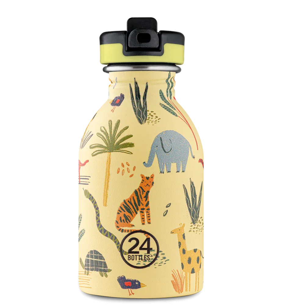 24Bottles Kids Urban 250Ml Rozsdamentes Acél Kulacs Szívószálas Kupakkal - Jungle Friends