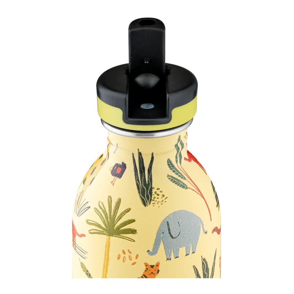 24Bottles Kids Urban 250Ml Rozsdamentes Acél Kulacs Szívószálas Kupakkal - Jungle Friends