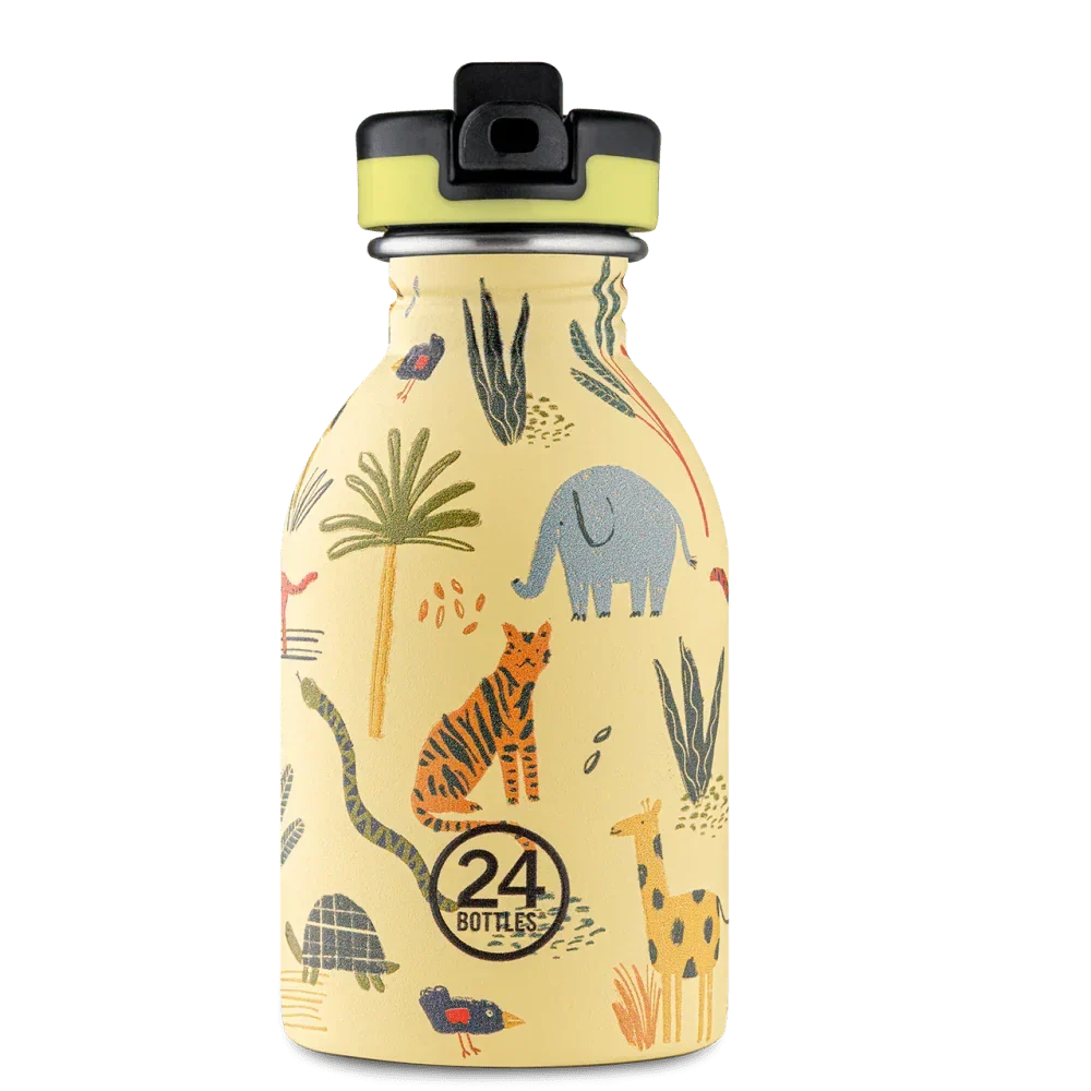 24BOTTLES Kids Urban 330ml Rozsdamentes Acél Clima Kulacs Szívószálas Kupakkal - Jungle Friends