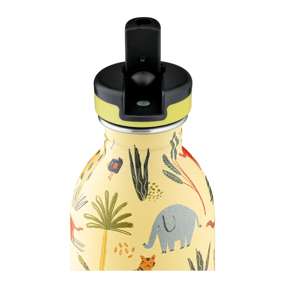 24BOTTLES Kids Urban 330ml Rozsdamentes Acél Clima Kulacs Szívószálas Kupakkal - Jungle Friends