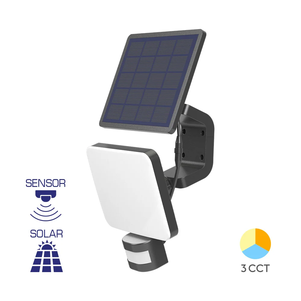Braytron Solar Led Fekete reflektror 15W 3IN1 Állítható színhőmérséklettel IP54 1500Lm BG36-00281