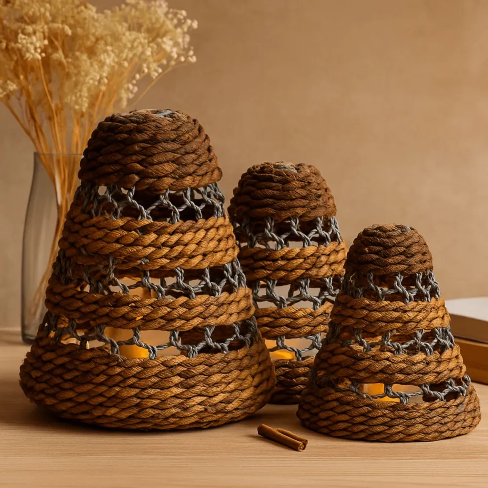 Lámpaernyők Boho Banánlevél Raffia 3 darabos készlet
