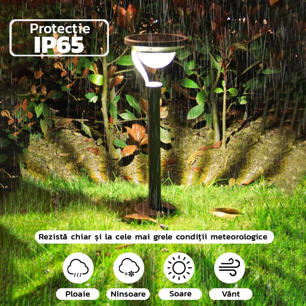 LED napelemes lámpa, 2 rögzítési mód, IP65, ABS anyag, 4,5 V akkumulátor, 200 mAh, 450 lumen, 42,5 x 15 cm, melegfehér,