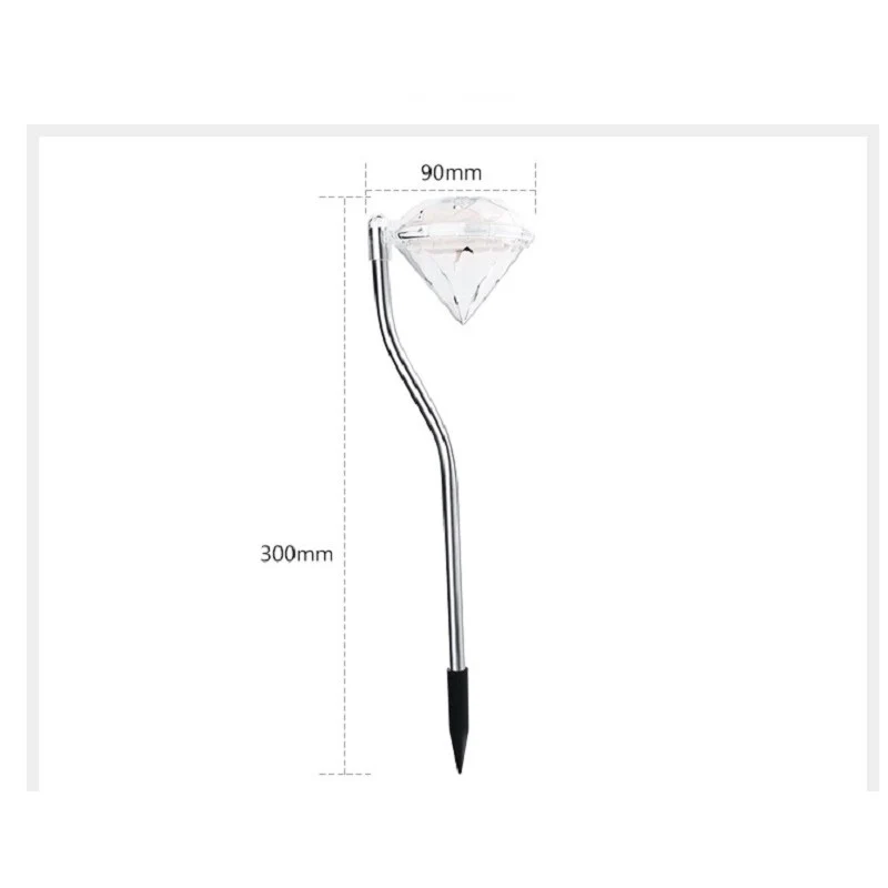 Vivimall Gyémánt típusú napelemes LED lámpa kertbe, 30 cm magasság, 2V, ABS, 600mAh, meleg fehér