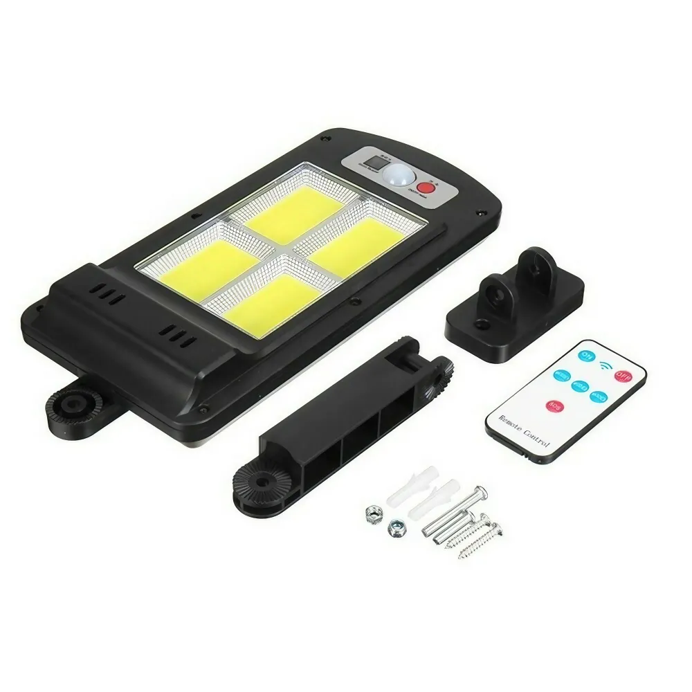 Vivimall kültéri napelemes LED lámpa, 23 cm x 11.5 cm, 3072 lumen, 128 COB LED, 25.6 W – 205 W izzólámpának megfelelő, IP6...