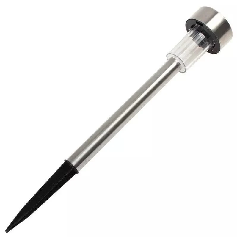 Vivimall kültéri napelemes LED lámpa kertbe, normál szórófej, 0,06W, Inox, 29 cm