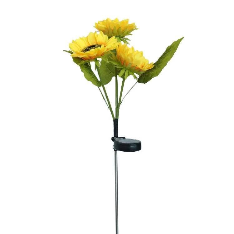 Vivimall napraforgó alakú LED szolárlámpa, 3 virág, 70 cm magasság, kerti használatra