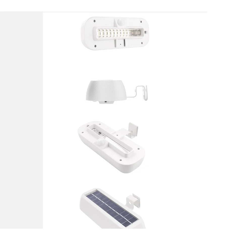 Vivimall téglalap alakú LED napelemes fali lámpa, 18 x 7 cm, mozgásérzékelős, 6V, ABS, 2200mAh, vízálló, hideg fehér fénny...