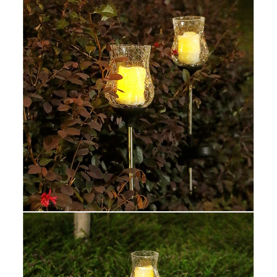Vivimall Tulipán típusú LED napelemes kerti lámpa, 55 cm magas, üveg és ABS anyag, 2V, ABS, 600mAh, meleg fehér
