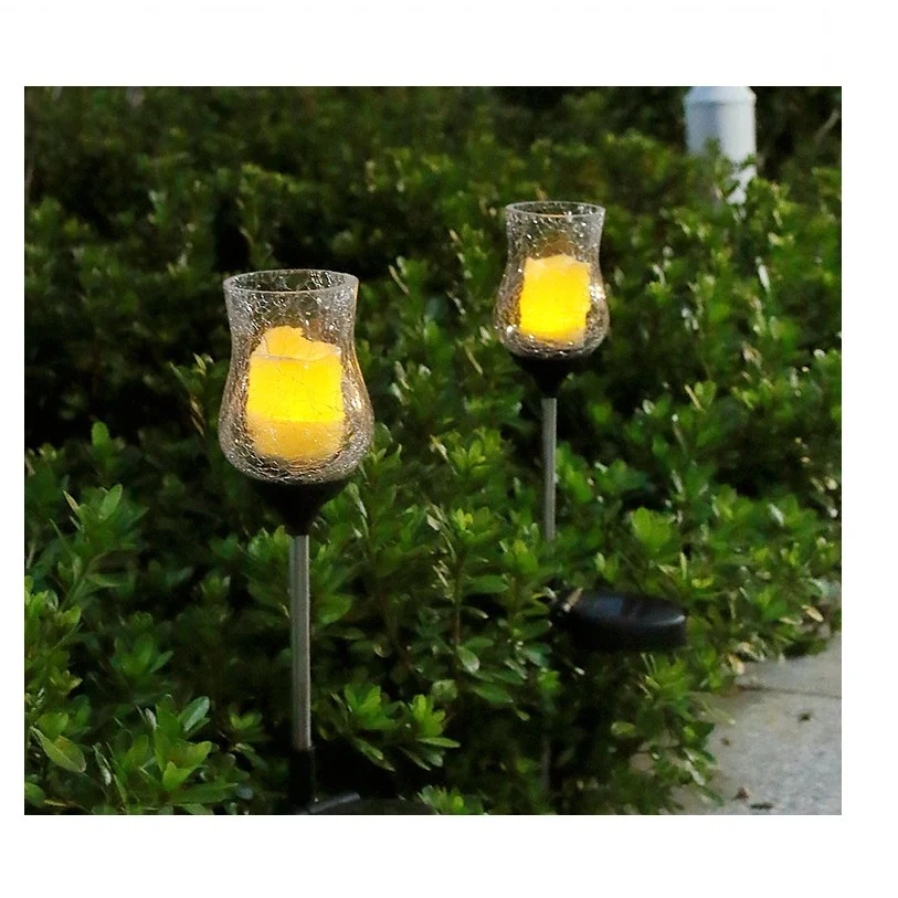 Vivimall Tulipán típusú LED napelemes kerti lámpa, 55 cm magas, üveg és ABS anyag, 2V, ABS, 600mAh, meleg fehér