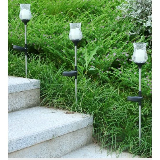 Vivimall Tulipán típusú LED napelemes kerti lámpa, 55 cm magas, üveg és ABS anyag, 2V, ABS, 600mAh, meleg fehér