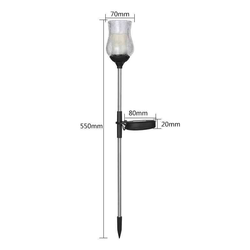 Vivimall Tulipán típusú LED napelemes kerti lámpa, 55 cm magas, üveg és ABS anyag, 2V, ABS, 600mAh, meleg fehér