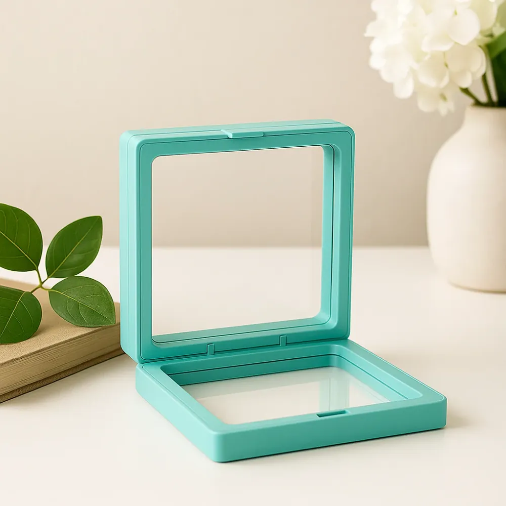 3D lebegő kijelzőkeret 9x9 cm türkiz