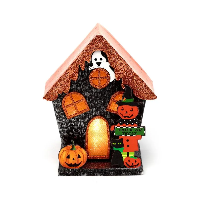 LED Halloween tök ház dekoráció lebomló csillámporral