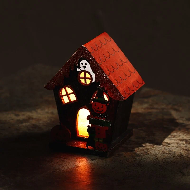 LED Halloween tök ház dekoráció lebomló csillámporral