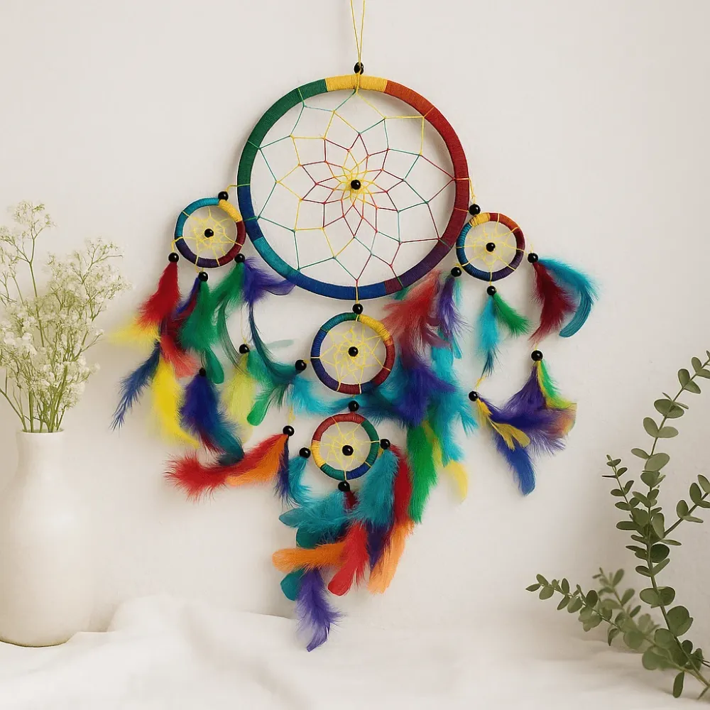 Álomszűrő kerek szivárvány 17 cm, 3 darabos csomag