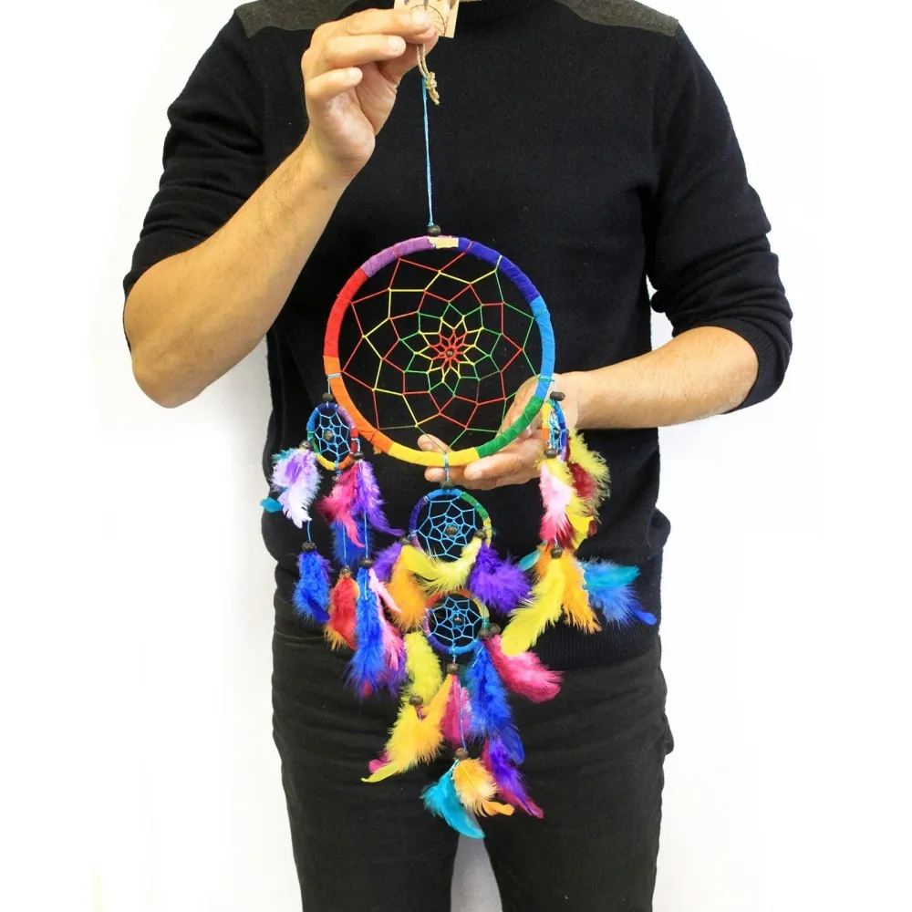 Álomszűrő kerek szivárvány 17 cm, 3 darabos csomag