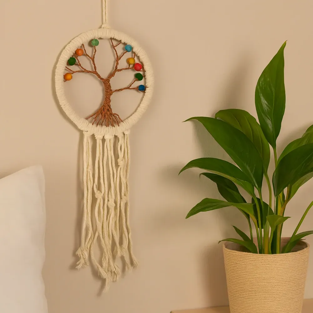 Álomszűrő makramé életfa 12cm, 6 darabos csomag