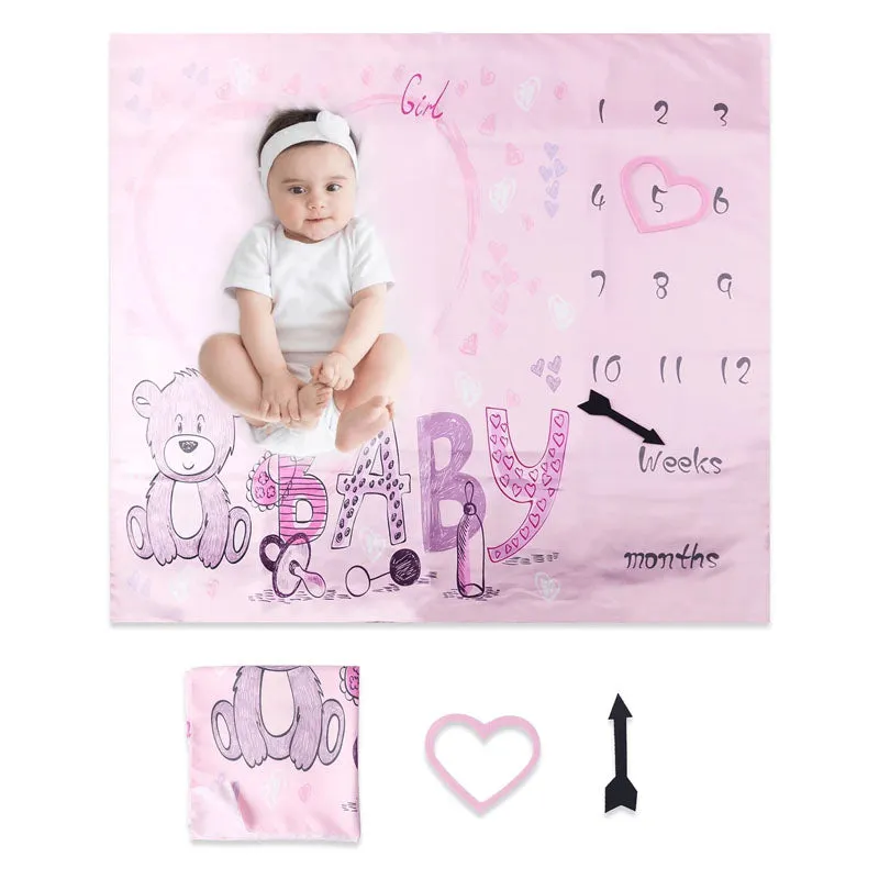 Mérföldkő takaró - Baby maci - Rózsaszín