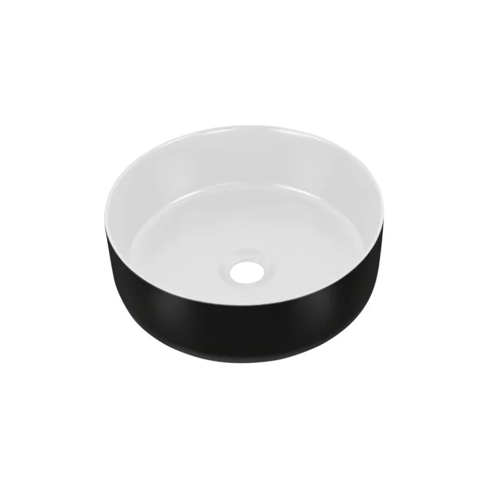 Eros SIMPLE 8 - PULTRA ültethető - Top Counter - porcelán mosdó- MATT FEKETE/FEHÉR - 36 x 36 x 13 cm