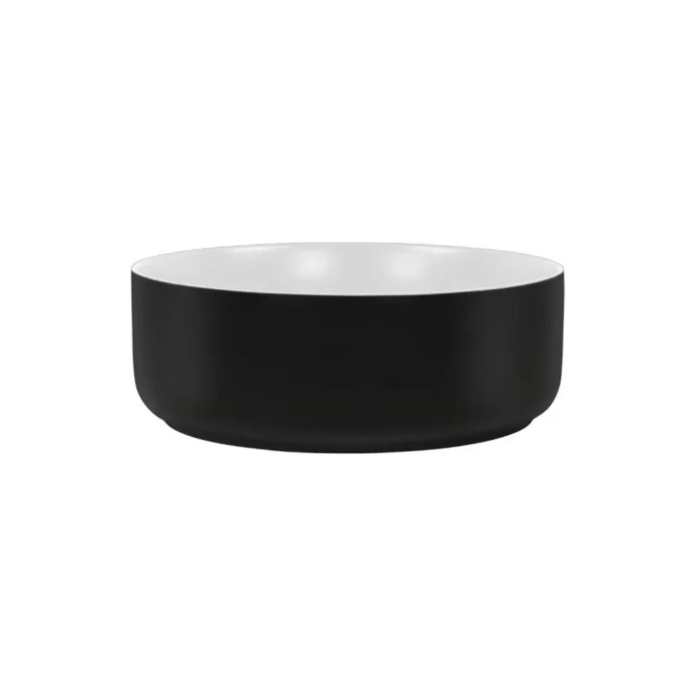 Eros SIMPLE 8 - PULTRA ültethető - Top Counter - porcelán mosdó- MATT FEKETE/FEHÉR - 36 x 36 x 13 cm
