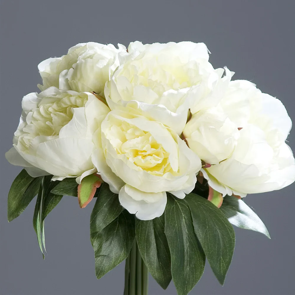 PEONY krémszínű mű bazsarózsa csokor 35 cm