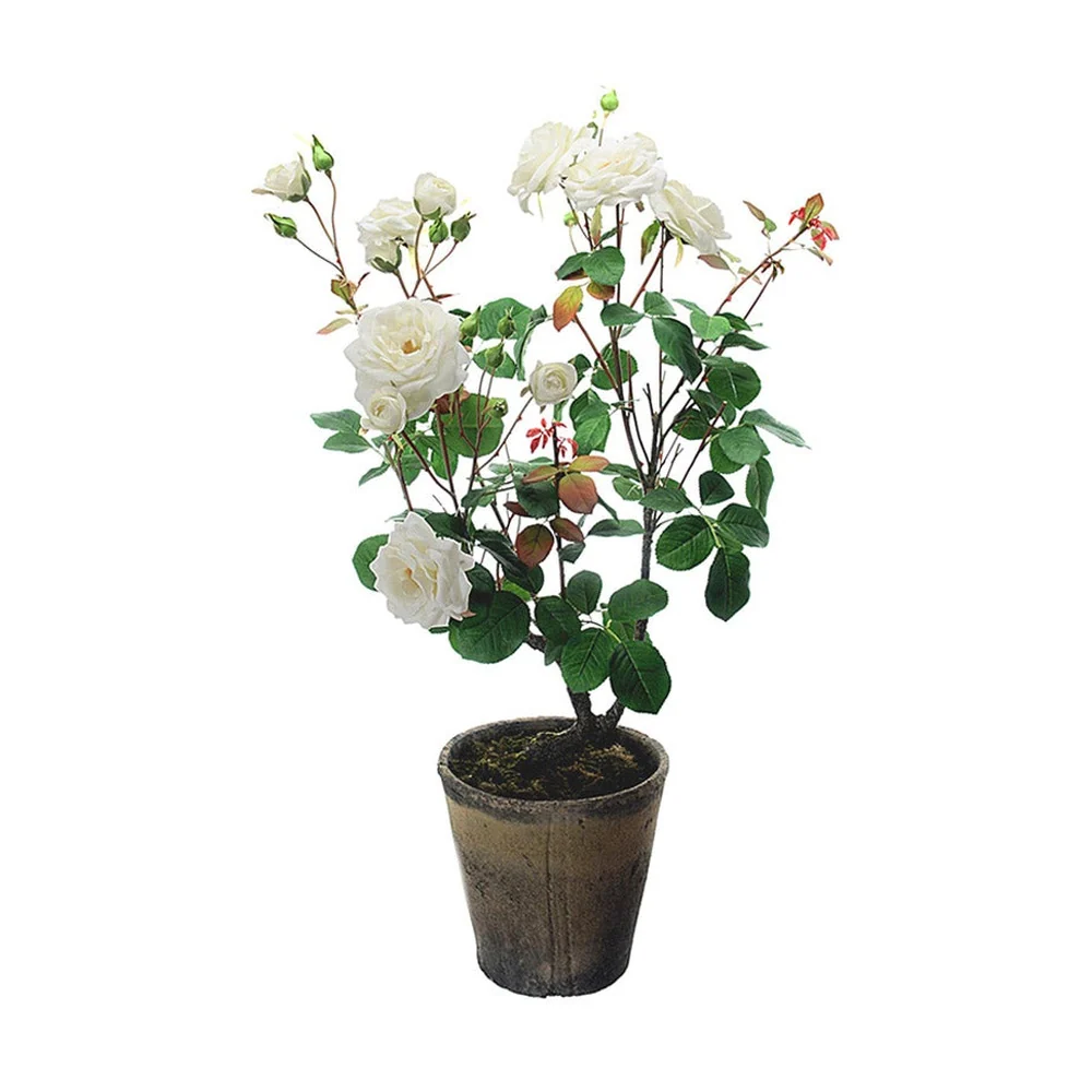 Cserepes mű rózsabokor 92 cm krém "Rose"