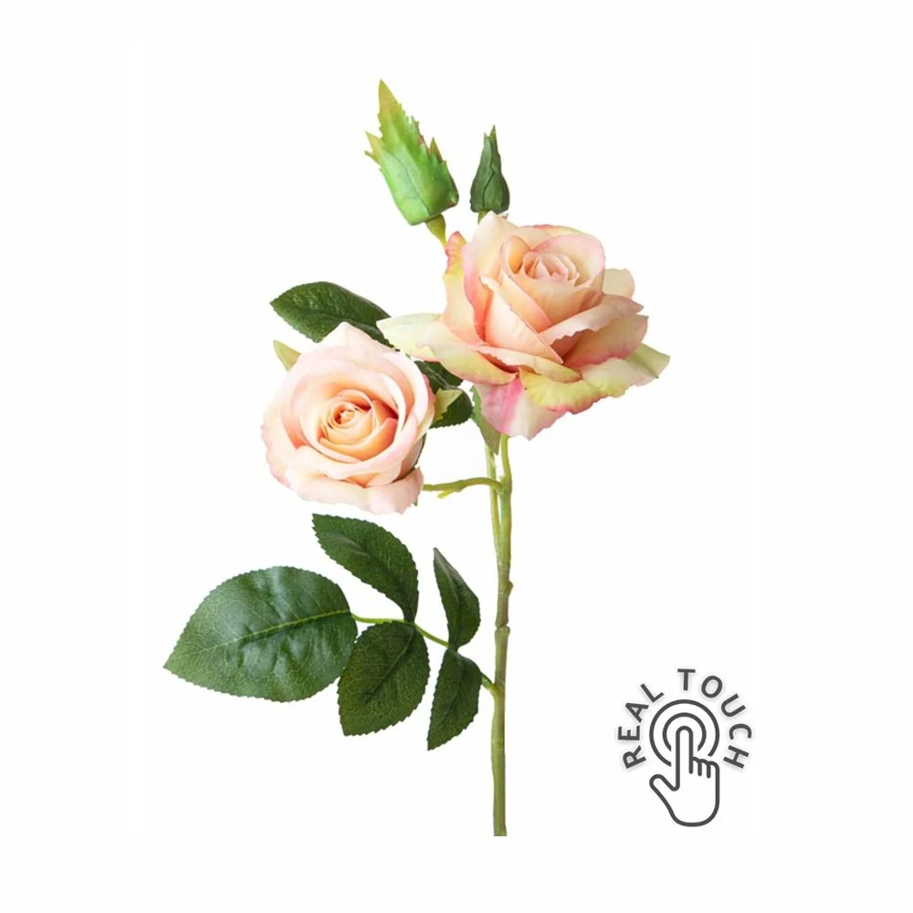 Rózsa művirág 38 cm barack Real Touch "Rose"