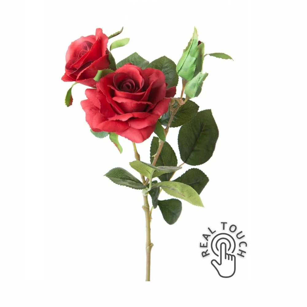 Rózsa művirág 38 cm bordó Real Touch "Rose"
