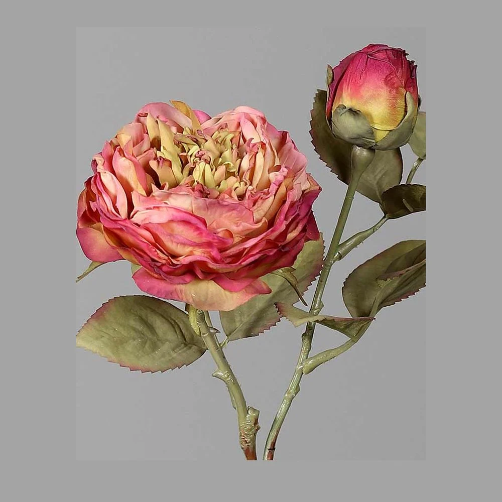Rózsa művirág 33 cm fáradt pink Real Touch "Rose"