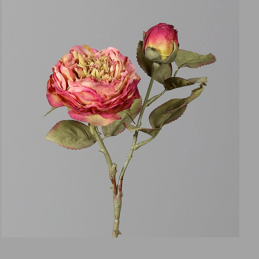 Rózsa művirág 33 cm fáradt pink Real Touch "Rose"